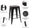 Set of 4 - 24-in. Indoor/Outdoor Backless Stacking