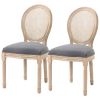 Set of 2 Vintage Upholstered Armless Rattan Back Dining Chairs