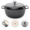 6 Quart Large Enamel Cast-Iron Dutch Oven Kitchen Cookware