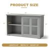 Grey Wood Buffet Kitchen Dining Sideboard Storage Cabinet