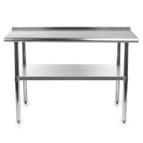 Stainless Steel Kitchen Prep Work Table with Backsplash (Option: Heavy Duty 48 x 24 inch)