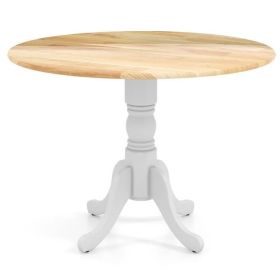 Round Solid Wood Farmhouse Kitchen Dining Table (Option: 40-inch with White Legs and Natural Top)