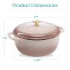 6 Quart Large Enamel Cast-Iron Dutch Oven Kitchen Cookware