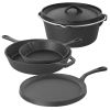 5-Piece Cast Iron Cookware Dutch Oven