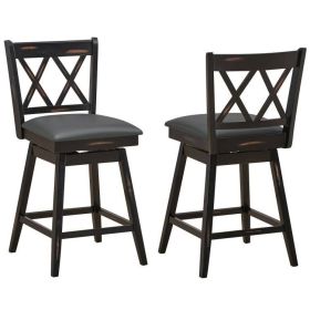 Farmhouse Swivel Cushion Seat Barstools (Style: Set of 2 Black Wood 24-in Counter Height)