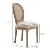 Set of 2 Vintage Upholstered Armless Rattan Back Dining Chairs