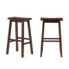 Set of 2 Farmhouse Bar Height Saddle Seat Barstools
