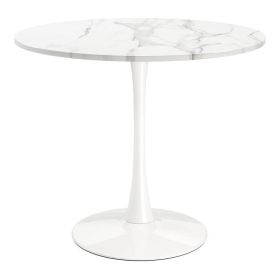 Modern Classic 35-inch Round Pedestal Dining Table (Option: Marble Top with White Base)