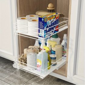 Medium Double-walled Sink Push-pull Basket (Color: White)