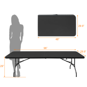 Portable Folding Table Indoor&Outdoor Maximum Weight 135KG Foldable Table For Camping (Option: Black-8ft)