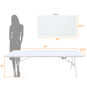 Portable Folding Table Indoor&Outdoor Maximum Weight 135KG Foldable Table For Camping (Option: White-8ft)