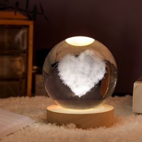 1pc Creative Crystal Ball Decoration, Desktop Night Light, Bedroom Night Light Valentine's Day Gifts Birthday Gifts (Items: Love Cloud)