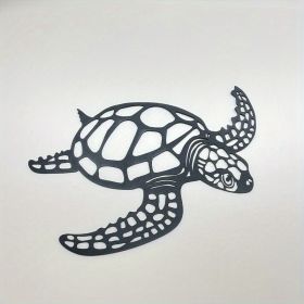 1pc, Metal Sea Turtle Ornament Beach Theme Decor Wall Art Decorations Wall Hanging For Indoor Living Room Decor (size: 15.75inch×14.57inch, Color: Black)