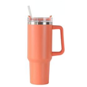 40oz Stainless Steel Handle Bottle Car Cup Double-layer Vacuum Iced Beer Cup Outdoor Portable Travel Insulation Cup (size: 40oz, Color: orange red)