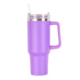 40oz Stainless Steel Handle Bottle Car Cup Double-layer Vacuum Iced Beer Cup Outdoor Portable Travel Insulation Cup (size: 40oz, Color: Dark Violet)