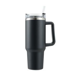 40oz Stainless Steel Handle Bottle Car Cup Double-layer Vacuum Iced Beer Cup Outdoor Portable Travel Insulation Cup (size: 40oz, Color: Black)