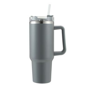 40oz Stainless Steel Handle Bottle Car Cup Double-layer Vacuum Iced Beer Cup Outdoor Portable Travel Insulation Cup (size: 40oz, Color: Grey)