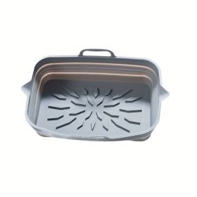 Rectangular Air Fryer Liners; Foldable Silicone Tray; Air Fryer Accessories; Reusable Grill Plate; Heat Resistant Microwave Silicone Plate; Home Kitch (quantity: 2, Color: Grey)