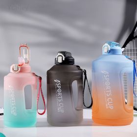 YCALLEY Sport Water Bottle Reminder Silicone Sith Straw Waterbottle Items Fitness Big Bottles 1500ML / 2300ML / 3800ML Sport (size: 2300ml, Color: Pink greenish)