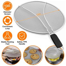 Grease Splatter Screen (Style: 13in Stainless Steel Fine Mesh Splash Mesh Shield Hot Oil Stopper)