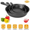 pot3Pcs Pre-Seasoned Cast Iron Skillet Set 6/8/10in Non-Stick Oven Safe Cookware Heat-Resistant Frying Pan