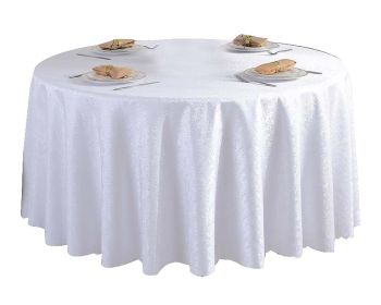 Classic Round Smooth Jacquard Table Cover (Color: Hotel Tablecloth 71x71",White)