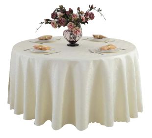Classic Round Smooth Jacquard Table Cover (Color: Cloth Hotel Tablecloth 71x71",Beige)