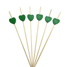 100 Pcs Bamboo Fruit Picks Fancy Cocktail Sticks Appetizer Toothpicks (Style: Heart-8)