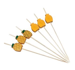 100 Pcs Bamboo Fruit Picks Fancy Cocktail Sticks Appetizer Toothpicks (Style: Pineapple-3)