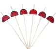 100 Pcs Bamboo Fruit Picks Fancy Cocktail Sticks Appetizer Toothpicks
