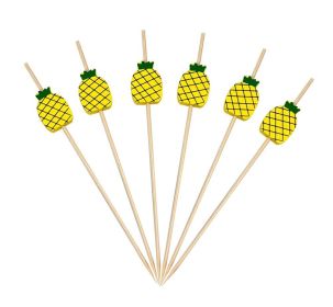 100 Pcs Bamboo Fruit Picks Fancy Cocktail Sticks Appetizer Toothpicks (Style: Pineapple-2)