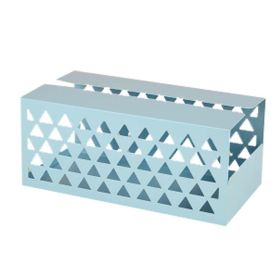 Tinplate Tissue Holder Box (Color: Geometric Hollow Facial Napkin Tissue Box Cover - Blue)