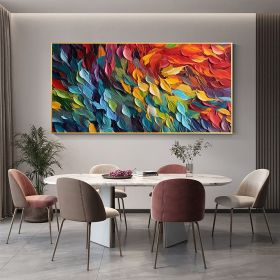 Handmade Oil Painting Original Colorful Feathers Oil Painting On Canvas Large Wall Art Abstract Colorful Painting Custom Painting Living room Home Wal (size: 60x120cm, Style: 1)