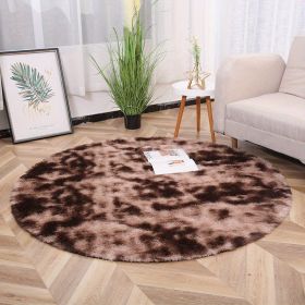 1pc, Non-Slip Plush Round Area Rug for Living Room and Kitchen - Soft and Durable Indoor Floor Mat for Home and Room Decor - 23.62 x 23.62 (size: Diameter 23.62inch, Color: Tie-dye Brown)