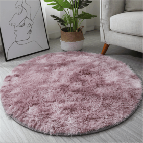 1pc, Non-Slip Plush Round Area Rug for Living Room and Kitchen - Soft and Durable Indoor Floor Mat for Home and Room Decor - 23.62 x 23.62 (size: Diameter 23.62inch, Color: Tie Dye Pink)