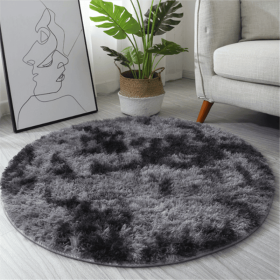1pc, Non-Slip Plush Round Area Rug for Living Room and Kitchen - Soft and Durable Indoor Floor Mat for Home and Room Decor - 23.62 x 23.62 (size: Diameter 23.62inch, Color: Tie-dye dark gray)