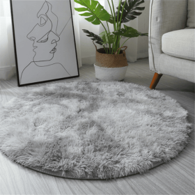 1pc, Non-Slip Plush Round Area Rug for Living Room and Kitchen - Soft and Durable Indoor Floor Mat for Home and Room Decor - 23.62 x 23.62 (size: Diameter 23.62inch, Color: Tie-dye Light Gray)