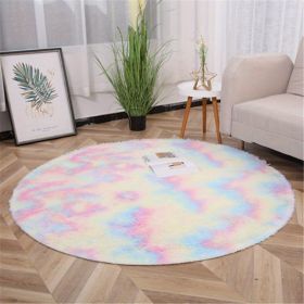 1pc, Non-Slip Plush Round Area Rug for Living Room and Kitchen - Soft and Durable Indoor Floor Mat for Home and Room Decor - 23.62 x 23.62 (size: Diameter 23.62inch, Color: Tie-dye Colorful)