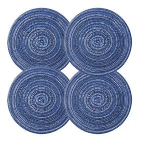 4 Pcs Woven Ramie Placemats (Color: Round Placemat Kitchen Accessories Home Decoration Table Mats Teapot Mats 7 inch, Blue)