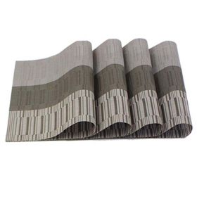 6 Pcs Heat Insulation Stain Resistant Placemat for Dining Table Durable PVC Woven Kitchen Table Mats Placemat (Color: Grey)