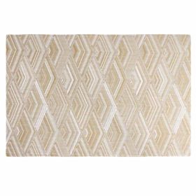 4 Pcs PVC Placemats Dining Table Place Mats (Color: Heat Resistant Woven Polyester Non-slip Table Mats 17.7x11.8 inch, Gold)