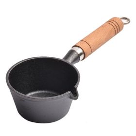 Wooden Handle Cast Iron Pot Household Omelette Pan (size: 13x6cm, Color: As pic show)