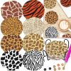 8 Pcs Rhinestones Art Coasters Kits with Holder Wild Animal Theme 5D Rhinestones Painting Coasters Zebra Lion Leopard Cow Patterns DIY Small Rhineston