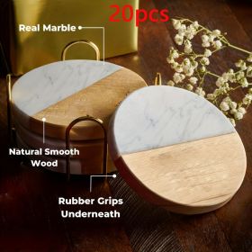 20pcs Marble Coasters Heat-Resistant Non-Slip Wooden Coaster Set with Marble Patterns in, Grey, & Brown - Elegant Table Protectors for Home Decor (Color: White)