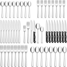 48-Piece Silverware (Style: Set with Steak Knives Stainless Steel)