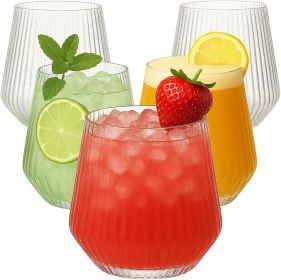 40 count Origami Ripple Unbreakable Stemless Plastic Wine Champagne Whiskey Glasses (Style: Elegant Durable Disposable Indoor Outdoor Ideal for Home, Office)