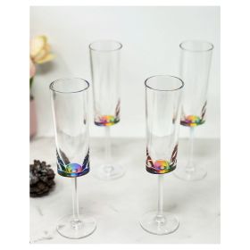 Oval Halo Plastic Champagne Flutes (Style: Set of 4 (4oz), Unbreakable Mimosa Glasses Plastic Champagne Glasses, Acrylic Wedding Champagne Flutes)