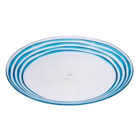 Designer Swirl 12" Acrylic Dinner Plates (Style: Set of 4, Blue Plastic Plates Reusable, Unbreakable Kitchen Plates for All Occasions BPA Free Dishwasher Safe)