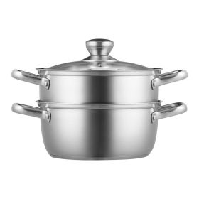 Home Kitchen 304 Stainless Steel Food Steamer Cookware with Lid (Color: Silver, type: 22cm-3QT)
