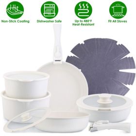 17Pcs Nonstick Cookware Set Induction Kitchen Pots And Pans Set With Detachable Handles Fast Even Heating Frying Pan Sauce Pan Oven Dishwasher Safe Fo (Color: as picture)